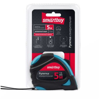 Рулетка измерительная Smartbuy, 5м*19мм, прорезиненный корпус, 2 фиксатора, усиленный зацеп Рулетка измерительная Smartbuy, 5м*19мм, прорезиненный корпус, 2 фиксатора, усиленный зацеп