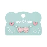 Серьги MESHU, бижутерия, розовые, 3 пары, европодвес