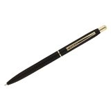 Ручка шариковая Luxor "Sterling" синяя, 0,7 мм, корпус черный/золото, кнопочный механизм, футляр