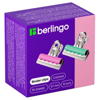 Зажимы-бульдоги для бумаг 57мм, Berlingo, 10шт., цветные, картонная коробка Зажимы-бульдоги для бумаг 57мм, Berlingo, 10шт., цветные, картонная коробка