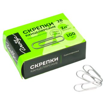 Скрепки 28мм, Globus, 100шт., оцинкованные, карт. упаковка Скрепки 28мм, Globus, 100шт., оцинкованные, карт. упаковка