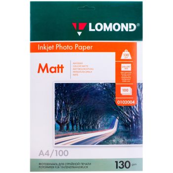 Фотобумага А4 для стр. принтеров Lomond, 130г/м2 (100л) матовая двусторонняя Фотобумага А4 для стр. принтеров Lomond, 130г/м2 (100л) матовая двусторонняя