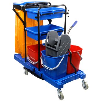 Тележка уборочная OfficeClean Professional ведра 2*20л, 2*11л, отжим, держ. д/мешка, мешок, 2поддона Тележка уборочная OfficeClean Professional ведра 2*20л, 2*11л, отжим, держ. д/мешка, мешок, 2поддона