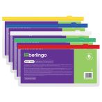 Папка-конверт на молнии Berlingo 255*130мм, 150мкм, прозрачная, ассорти, для ж/д и авиа билетов