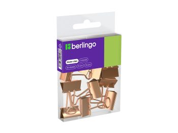 Зажимы для бумаг 19мм, Berlingo, 10шт., цветные, ПВХ упак., европодвес, розовое золото Зажимы для бумаг 19мм, Berlingo, 10шт., цветные, ПВХ упак., европодвес, розовое золото