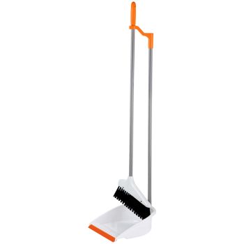 Совок для мусора OfficeClean Professional со щеткой-сметкой, метал. ручка 71,5см, пластик, рез. кромка, бело-оранжевый Совок для мусора OfficeClean Professional со щеткой-сметкой, метал. ручка 71,5см, пластик, рез. кромка, бело-оранжевый