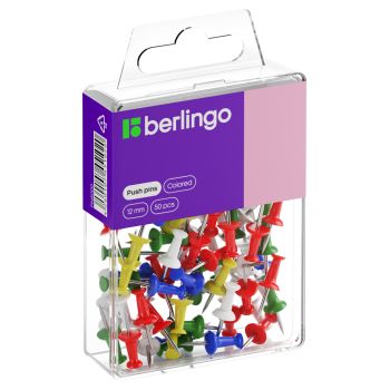 Кнопки силовые Berlingo, 50шт., ассорти, пласт. упак., европодвес Кнопки силовые Berlingo, 50шт., ассорти, пласт. упак., европодвес