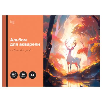 Альбом для акварели, 30л., А4, на склейке BG Альбом для акварели, 30л., А4, на склейке BG