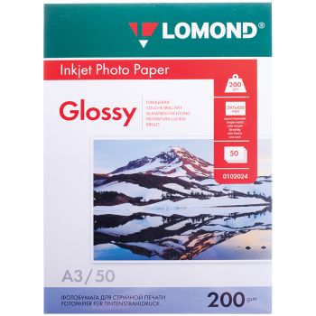 Фотобумага А3 для стр. принтеров Lomond, 200г/м2 (50л) глянцевая односторонняя Фотобумага А3 для стр. принтеров Lomond, 200г/м2 (50л) глянцевая односторонняя