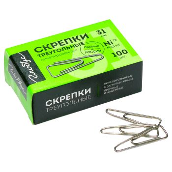 Скрепки 31мм, Globus, 100шт., никелированные треугольные, с отогнутым носиком, карт. упаковка Скрепки 31мм, Globus, 100шт., никелированные треугольные, с отогнутым носиком, карт. упаковка