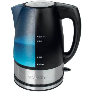 Чайник электрический Scarlett SC-1020, 2,2л, 2200 Вт, с подсветкой, пластик, черный Чайник электрический Scarlett SC-1020, 2,2л, 2200 Вт, с подсветкой, пластик, черный