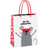 Пакет подарочный 18*23*10см MESHU "Funny rat",  глянцевая ламинация