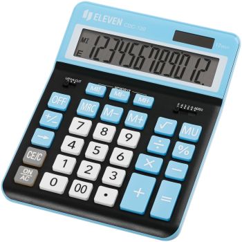 Калькулятор настольный Eleven CDC-120-BK/CY, 12 разрядов, двойное питание, 155*206*38мм, черный/синий Калькулятор настольный Eleven CDC-120-BK/CY, 12 разрядов, двойное питание, 155*206*38мм, черный/синий