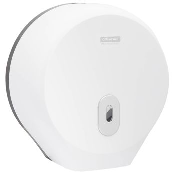 Диспенсер для туалетной бумаги в рулонах OfficeClean Professional, ABS-пластик, механич., белый Диспенсер для туалетной бумаги в рулонах OfficeClean Professional, ABS-пластик, механич., белый