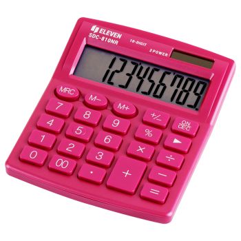 Калькулятор настольный Eleven SDC-810NR-PK, 10 разрядов, двойное питание, 127*105*21мм, розовый Калькулятор настольный Eleven SDC-810NR-PK, 10 разрядов, двойное питание, 127*105*21мм, розовый