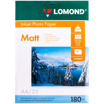 Фотобумага А4 для стр. принтеров Lomond, 180г/м2 (25л) матовая односторонняя Фотобумага А4 для стр. принтеров Lomond, 180г/м2 (25л) матовая односторонняя