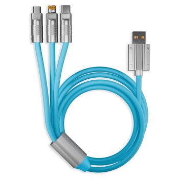 Кабель Smartbuy Bold 3 в1 универсальный, USB - Micro-USB/Lightning/Type-C, экстрапрочный, 3A output, оплетка TPE, 1м, синий Кабель Smartbuy Bold 3 в1 универсальный, USB - Micro-USB/Lightning/Type-C, экстрапрочный, 3A output, оплетка TPE, 1м, синий