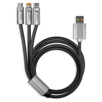 Кабель Smartbuy Bold 3 в1 универсальный, USB - Micro-USB/Lightning/Type C, экстрапрочный, 3A output, оплетка TPE, 1м, черный Кабель Smartbuy Bold 3 в1 универсальный, USB - Micro-USB/Lightning/Type C, экстрапрочный, 3A output, оплетка TPE, 1м, черный