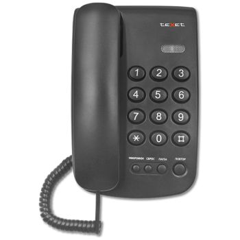 Телефон проводной Texet TX-241, повторный набор, черный Телефон проводной Texet TX-241, повторный набор, черный