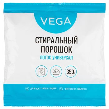 Порошок стиральный Vega, Лотос Универсал, 350г, полиэтиленовый пакет Порошок стиральный Vega, Лотос Универсал, 350г, полиэтиленовый пакет