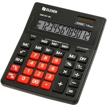 Калькулятор настольный Eleven Business Line CDB1201-BK/RD, 12 разрядов, двойное питание, 155*205*35мм, черный/красный Калькулятор настольный Eleven Business Line CDB1201-BK/RD, 12 разрядов, двойное питание, 155*205*35мм, черный/красный